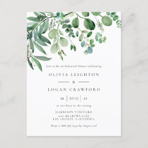 Elegant Waterverf Eucalyptus Rehearsal Dinner Uitnodiging Briefkaart