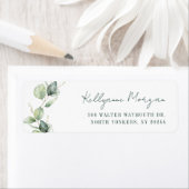 Elegant Waterverf Eucalyptus Retouradres Script Etiket (Insitu)