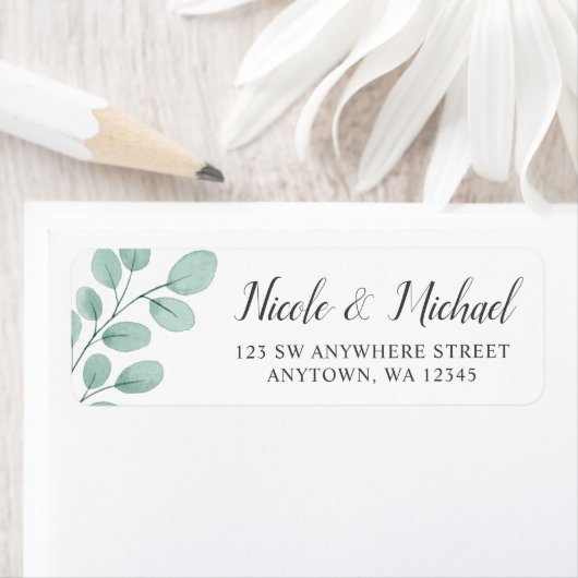 Elegant Waterverf Eucalyptus Return Address Etiket (Insitu)