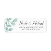 Elegant Waterverf Eucalyptus Return Address Etiket (Voorkant)