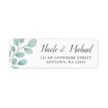 Elegant Waterverf Eucalyptus Return Address