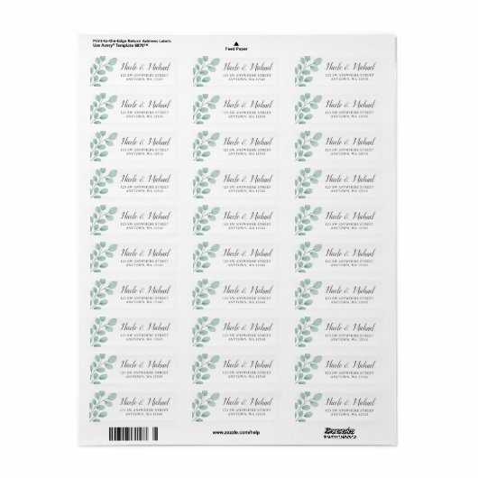 Elegant Waterverf Eucalyptus Return Address Etiket (Full Sheet)