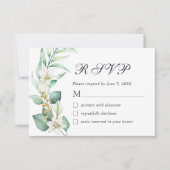 Elegant Waterverf Eucalyptus RSVP-kaart RSVP Kaartje (Voorkant)