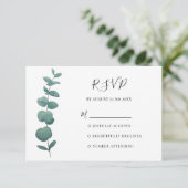 Elegant Waterverf Eucalyptus RSVP-kaart RSVP Kaartje (Staand voorkant)