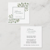 Elegant Waterverf Eucalyptus Sage Green Square Vierkante Visitekaartje (Voorkant / Achterkant)