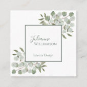 Elegant Waterverf Eucalyptus Sage Green Square Vierkante Visitekaartje (Voorkant)