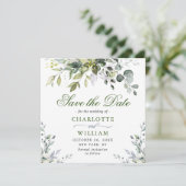 Elegant Waterverf Eucalyptus Save the Date (Staand voorkant)
