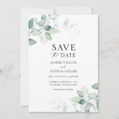 Elegant Waterverf Eucalyptus Save the Date Kaart (Voorkant)