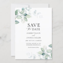 Elegant Waterverf Eucalyptus Save the Date
