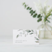 Elegant Waterverf Eucalyptus Simple Greenery Visitekaartje (Staand voorkant)