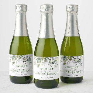 Elegant Waterverf Eucalyptus Vrijgezellenfeest Cha Sparkling Wijnetiket