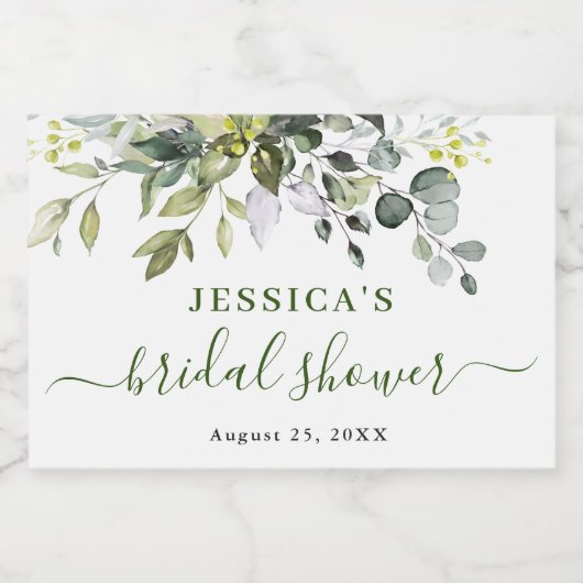 Elegant Waterverf Eucalyptus Vrijgezellenfeest Cha Sparkling Wijnetiket (Enkel label)