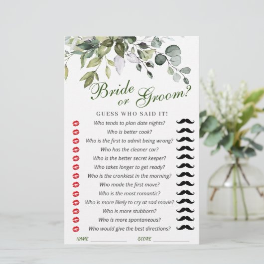 Elegant Waterverf Eucalyptus Vrijgezellenfeest Gam (Staand voorkant)