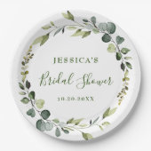 Elegant Waterverf Eucalyptus Vrijgezellenfeest Papieren Bordje (Voorkant)
