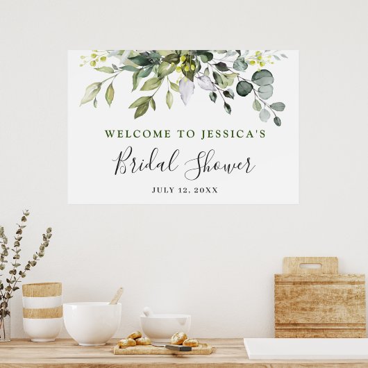 Elegant Waterverf Eucalyptus Vrijgezellenfeest Pos Poster (Keuken)