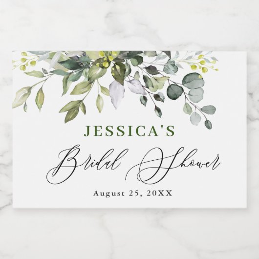 Elegant Waterverf Eucalyptus Vrijgezellenfeest Sparkling Wijnetiket (Enkel label)