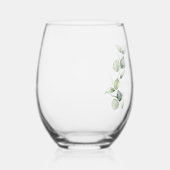 Elegant Waterverf Eucalyptus Vrijgezellenfeest Wijnglas Zonder Voet (Rechts)