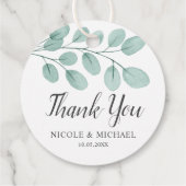Elegant Waterverf Eucalyptus Weddenschap Hartelijk Bedankjes Labels (Achterkant)