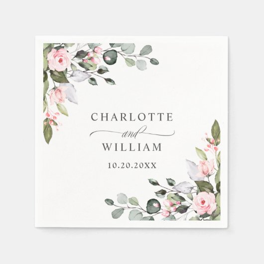 Elegant Waterverf Eucalyptus Weddenschap Napkin Servet (Voorkant)