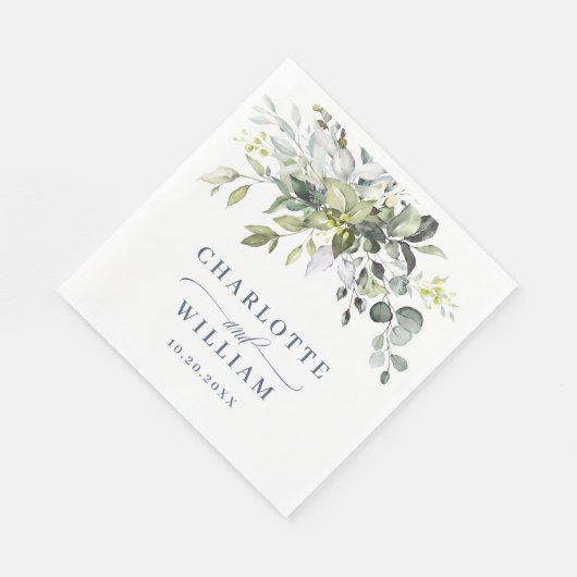 Elegant Waterverf Eucalyptus Weddenschap Napkin Servet (Hoek)