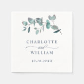 Elegant Waterverf Eucalyptus Weddenschap Paper Servet (Voorkant)