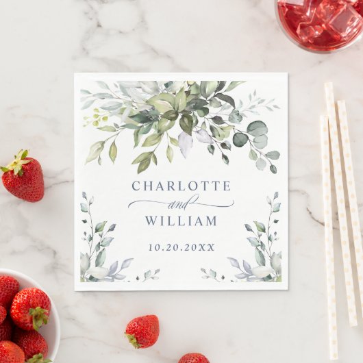 Elegant Waterverf Eucalyptus Weddenschap Paper Servet