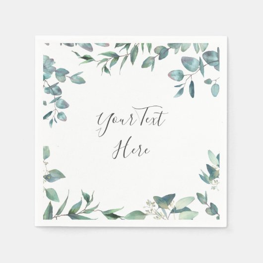 Elegant Waterverf Eucalyptus Weddenschap Paper Servet (Voorkant)