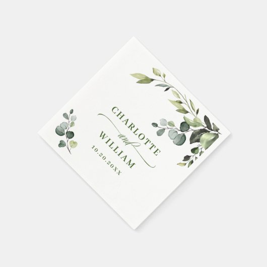 Elegant Waterverf Eucalyptus Weddenschap Paper Servet (Hoek)