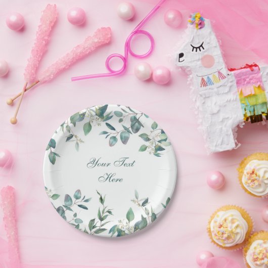 Elegant Waterverf Eucalyptus Weddenschap Papieren Bordje (Feest)