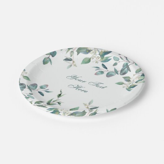 Elegant Waterverf Eucalyptus Weddenschap Papieren Bordje (Gekanteld)