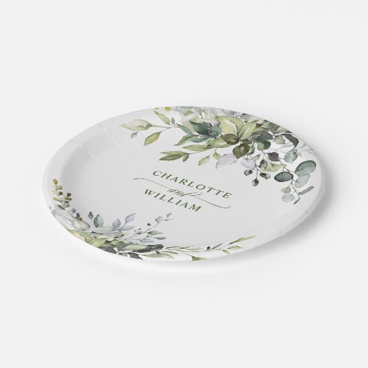 Elegant Waterverf Eucalyptus Weddenschap Papieren Bordje (Gekanteld)