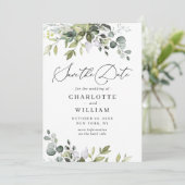 Elegant Waterverf Eucalyptus Weddenschap QR-code Save The Date (Staand voorkant)