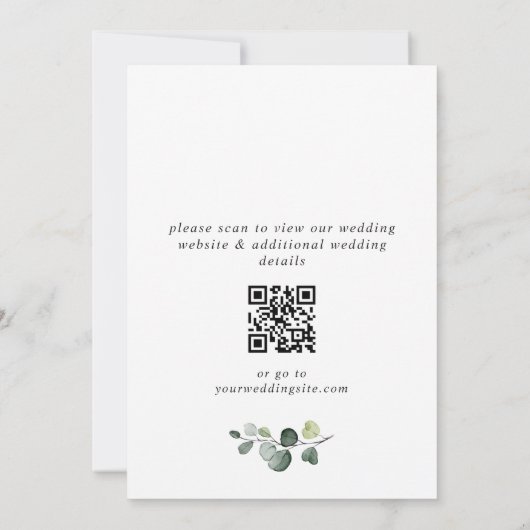 Elegant Waterverf Eucalyptus Weddenschap QR-code Save The Date (Achterkant)