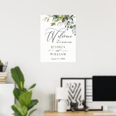 Elegant Waterverf Eucalyptus Weddenschap Welkom Poster (Thuiskantoor)