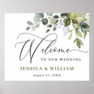 Elegant Waterverf Eucalyptus Weddenschap Welkomstb Poster