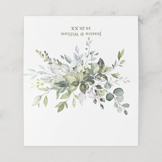 Elegant Waterverf Eucalyptus Weddenschappen Table Plaatskaartje (Buitenkant ongevouwen)