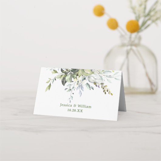 Elegant Waterverf Eucalyptus Weddenschappen Table Plaatskaartje (Achterkant)