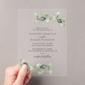 Elegant Waterverf Eucalyptus Wedding Acryl Uitnodigingen (Insitu (Draagbaar))