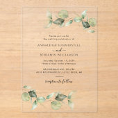 Elegant Waterverf Eucalyptus Wedding Acryl Uitnodigingen (Voorkant)
