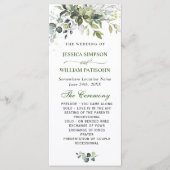 Elegant Waterverf Eucalyptus Wedding Ceremonie Programmakaart (Voorkant)