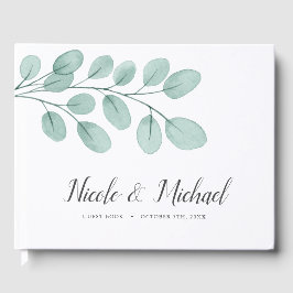 Elegant Waterverf Eucalyptus Wedding Gastenboek
