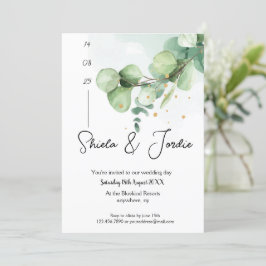Elegant Waterverf Eucalyptus Wedding Kaart