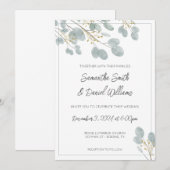 Elegant Waterverf Eucalyptus Wedding Kaart (Voorkant / Achterkant)