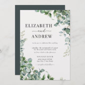 Elegant Waterverf Eucalyptus Wedding Kaart (Voorkant / Achterkant)