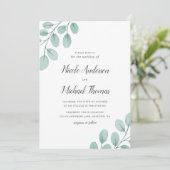 Elegant Waterverf Eucalyptus Wedding Kaart (Staand voorkant)