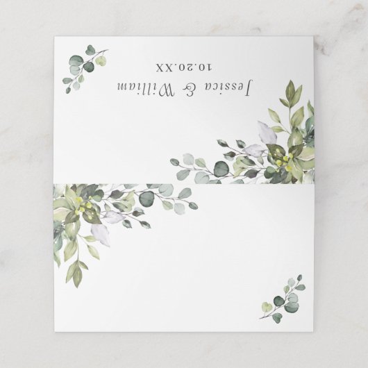 Elegant Waterverf Eucalyptus Wedding Plaatskaartje (Buitenkant ongevouwen)
