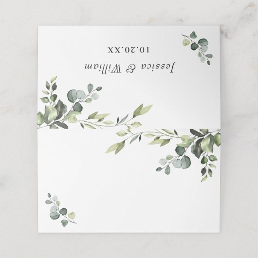 Elegant Waterverf Eucalyptus Wedding Plaatskaartje (Buitenkant ongevouwen)