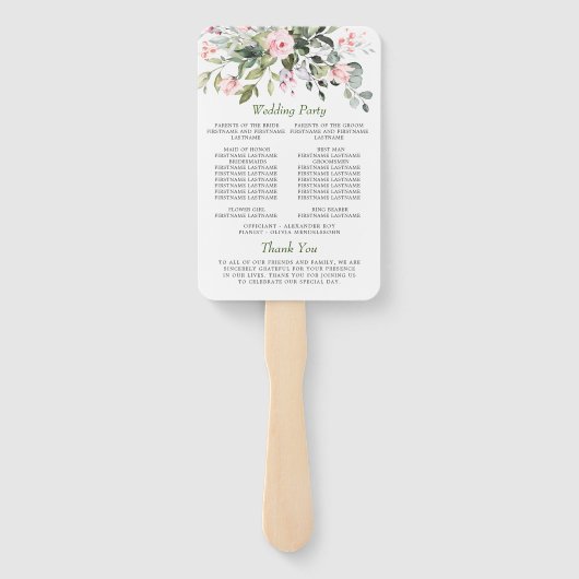 Elegant Waterverf Eucalyptus Wedding Program Hand Handwaaier (Achterkant)