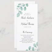 Elegant Waterverf Eucalyptus Wedding Programmakaart (Voorkant / Achterkant)