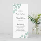 Elegant Waterverf Eucalyptus Wedding Programmakaart (Staand voorkant)